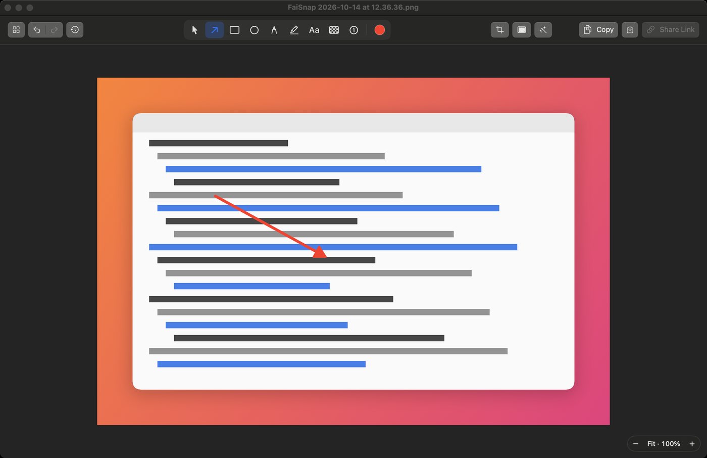A screenshot on a gradient background with rounded corners and a shadow
